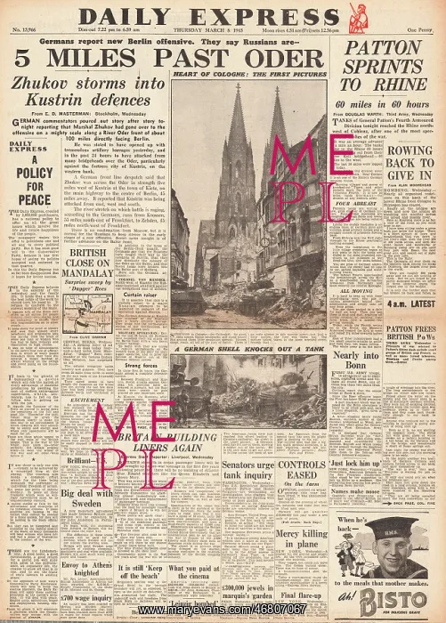 : Daily Express front page Allies capture Cologne : Daily Express front page Allies capture Cologne