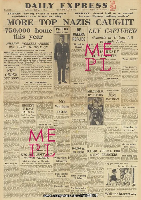 : Daily Express front page Arrest of Robert Ley : Daily Express front page Arrest of Robert Ley