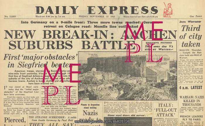 : Daily Express front page Battle for Aachen : Daily Express front page Battle for Aachen