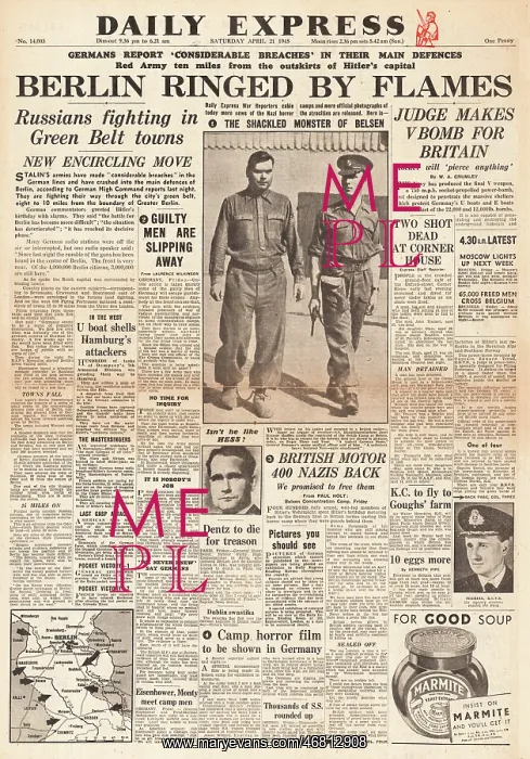 : Daily Express front page Battle for Berlin : Daily Express front page Battle for Berlin