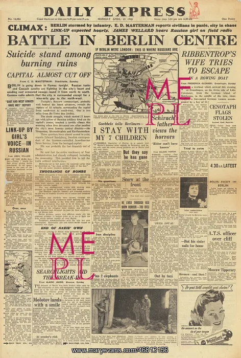 : Daily Express front page Battle of Berlin : Daily Express front page Battle of Berlin