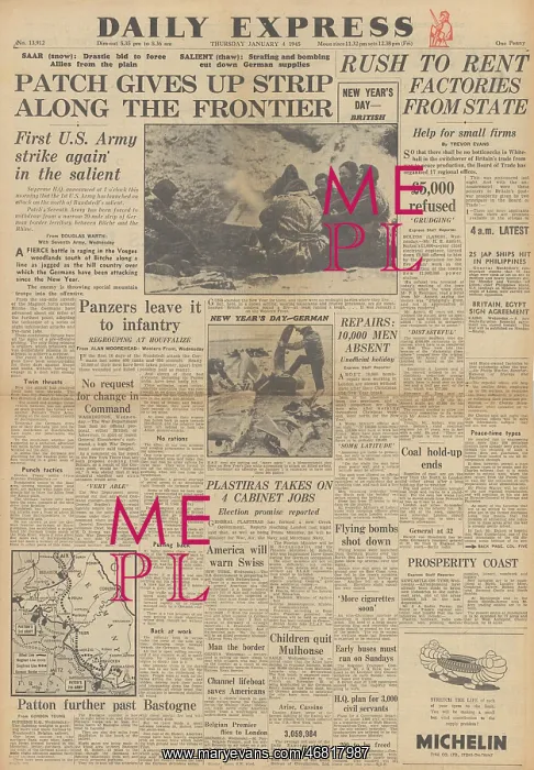 : Daily Express front page Battle of the Bulge : Daily Express front page Battle of the Bulge