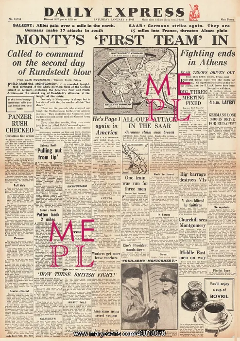 : Daily Express front page Battle of the Bulge : Daily Express front page Battle of the Bulge