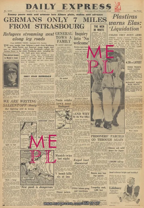 : Daily Express front page Battle of the Bulge : Daily Express front page Battle of the Bulge