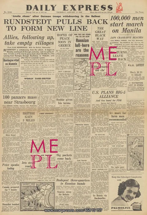 : Daily Express front page Battle of the Bulge : Daily Express front page Battle of the Bulge