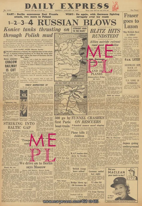 : Daily Express front page Battle of the Bulge : Daily Express front page Battle of the Bulge