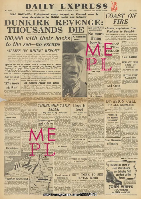 : Daily Express front page Battle for Dunkirk : Daily Express front page Battle for Dunkirk