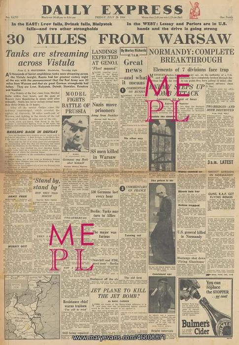 : Daily Express front page Battle for Normandy : Daily Express front page Battle for Normandy