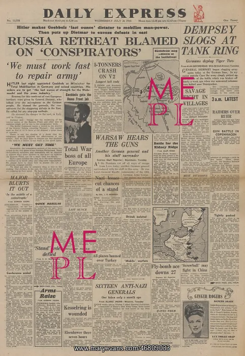 : Daily Express front page Battle of Normandy : Daily Express front page Battle of Normandy
