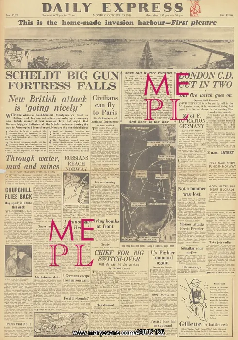 : Daily Express front page Battle of the Scheldt : Daily Express front page Battle of the Scheldt