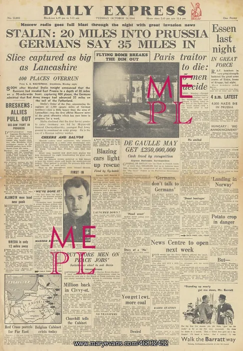 : Daily Express front page Battle of the Scheldt : Daily Express front page Battle of the Scheldt