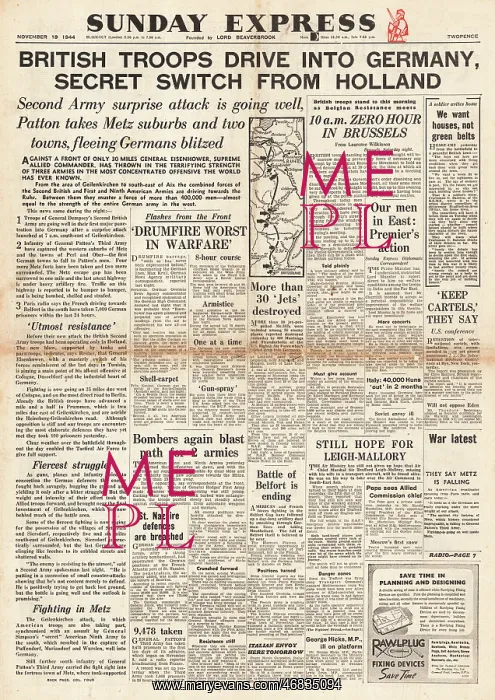 : Daily Express front page British forces drive into Germany : Daily Express front page British forces drive into Germany