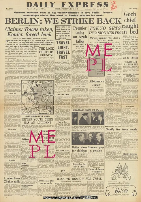 : Daily Express front page Churchill in Cairo : Daily Express front page Churchill in Cairo
