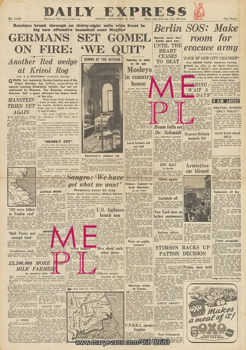 : Daily Express front page Germans abandon Gomel : Daily Express front page Germans abandon Gomel