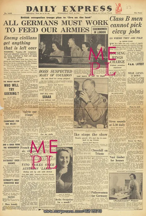 : Daily Express front page Germans to work for Allies : Daily Express front page Germans to work for Allies