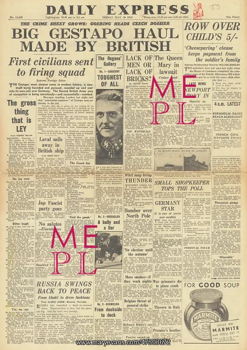 : Daily Express front page Gestapo men arrested : Daily Express front page Gestapo men arrested