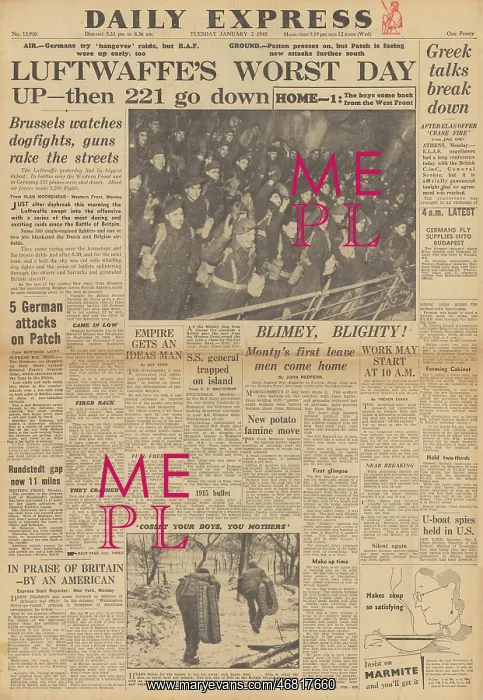 : Daily Express front page Heavy Luftwaffe losses : Daily Express front page Heavy Luftwaffe losses