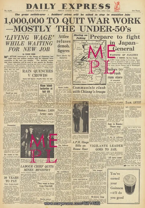 : Daily Express front page Million workers to stop war work : Daily Express front page Million workers to stop war work