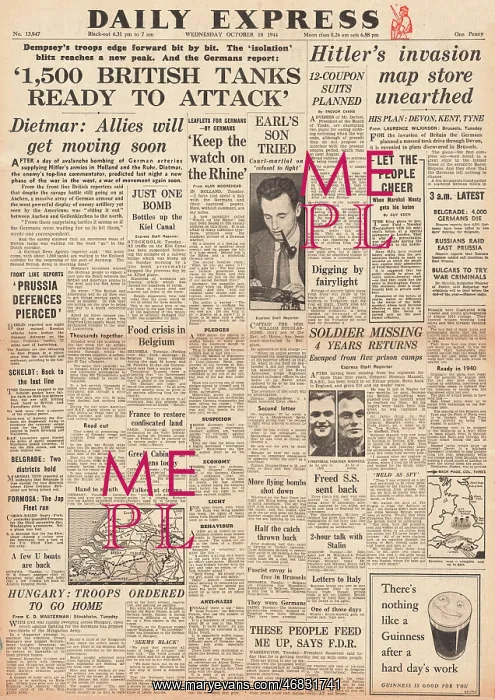 : Daily Express front page New British offensive in West : Daily Express front page New British offensive in West