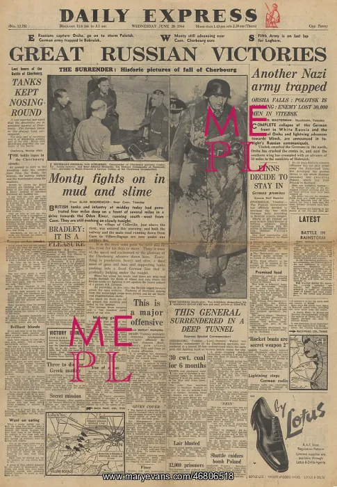 : The Daily Express front page Operation Epsom in Normandy : The Daily Express front page Operation Epsom in Normandy