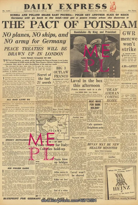 : Daily Express front page Potsdam Conference ends : Daily Express front page Potsdam Conference ends