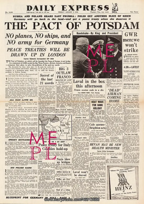 : Daily Express front page Potsdam Conference ends : Daily Express front page Potsdam Conference ends