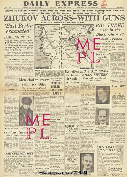 : Daily Express front page Red Army advance on Berlin : Daily Express front page Red Army advance on Berlin