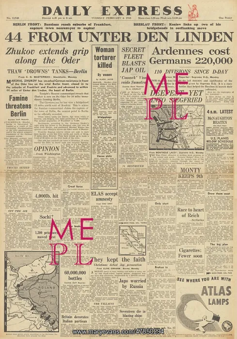 : Daily Express front page Red Army advance on Berlin : Daily Express front page Red Army advance on Berlin