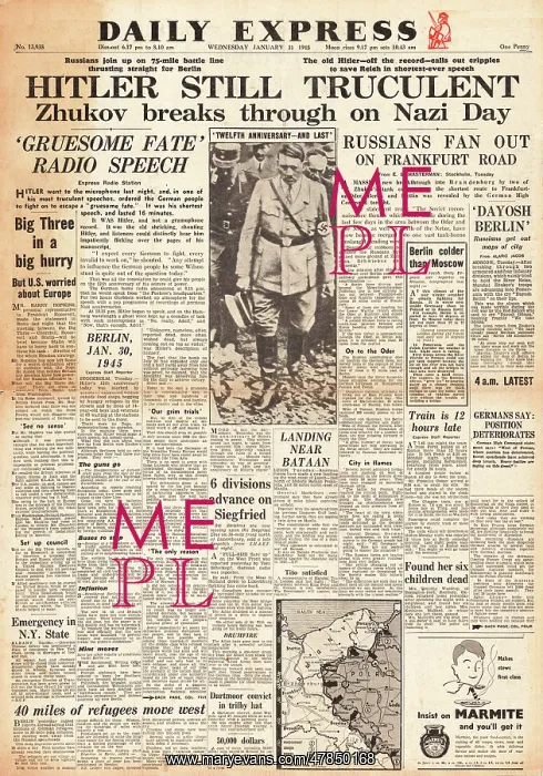 : Daily Express front page Red Army advance into Germany : Daily Express front page Red Army advance into Germany