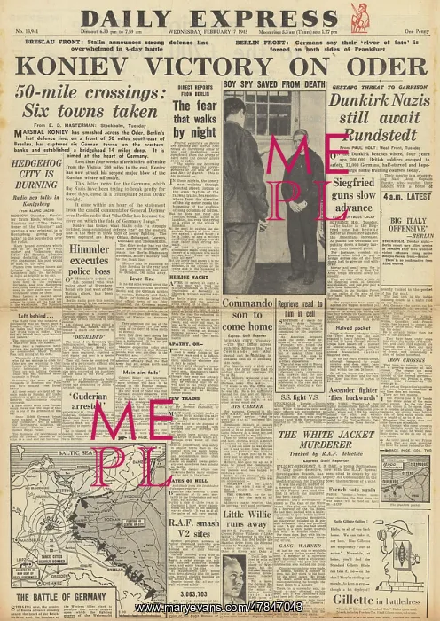 : Daily Express front page Red Army advance on the Oder : Daily Express front page Red Army advance on the Oder