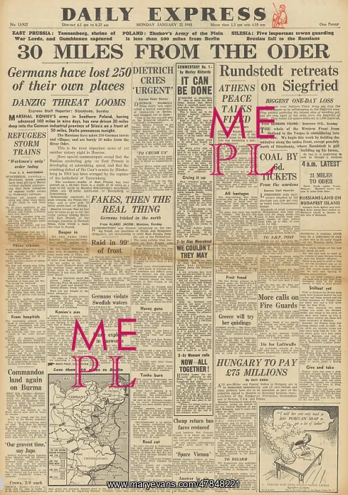 : Daily Express front page Red Army advance towards the Oder : Daily Express front page Red Army advance towards the Oder