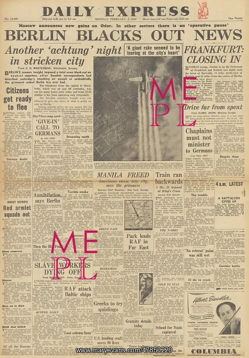 : Daily Express front page Red Army advance on Oder : Daily Express front page Red Army advance on Oder
