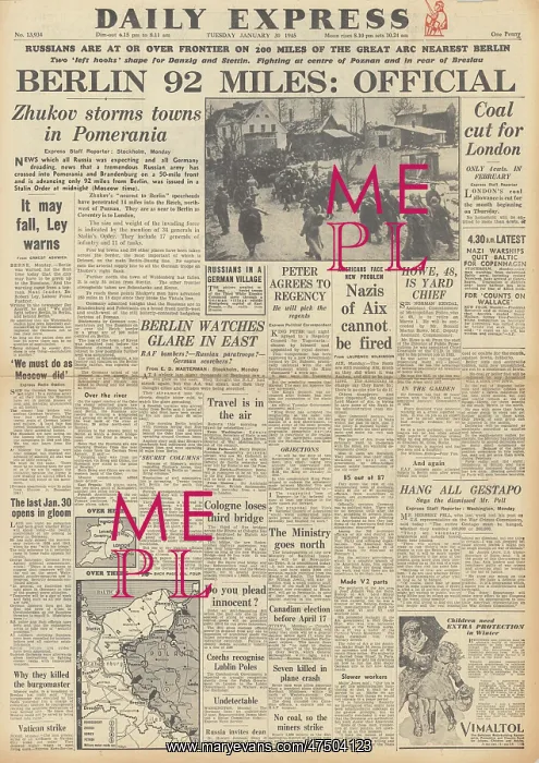 : Daily Express front page Red Army closer to Berlin : Daily Express front page Red Army closer to Berlin