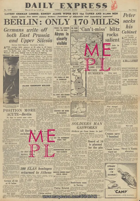 : Daily Express front page Red Army closer to Berlin : Daily Express front page Red Army closer to Berlin