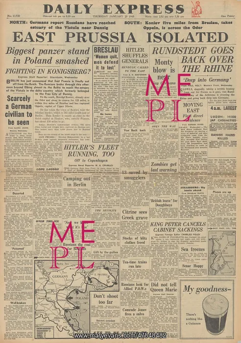 : Daily Express front page Red Army isolate East Prussia : Daily Express front page Red Army isolate East Prussia
