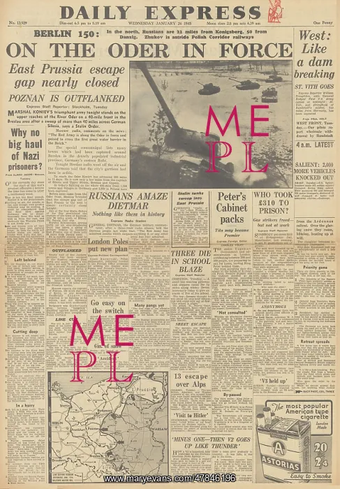 : Daily Express front page Red Army reach River Oder : Daily Express front page Red Army reach River Oder