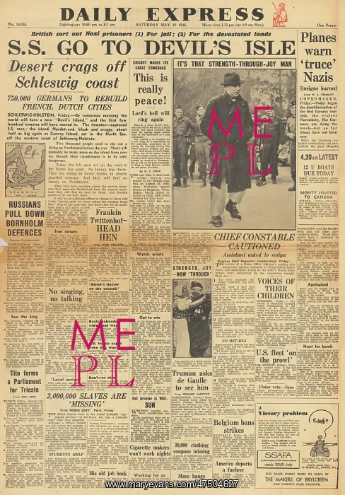 : Daily Express front page Robert Ley in captivity : Daily Express front page Robert Ley in captivity