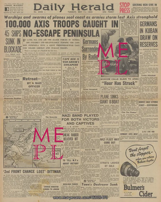 : Daily Herald - Axis forces surrender in North Africa : Daily Herald - Axis forces surrender in North Africa