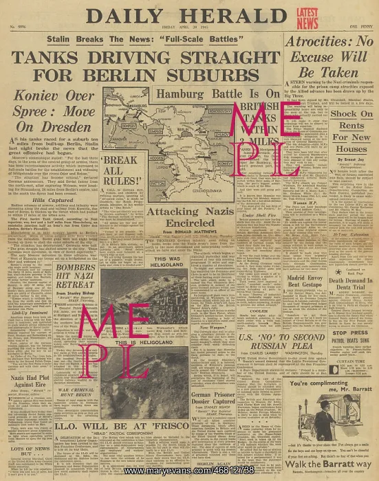 : Daily Herald front page Battle for Berlin : Daily Herald front page Battle for Berlin
