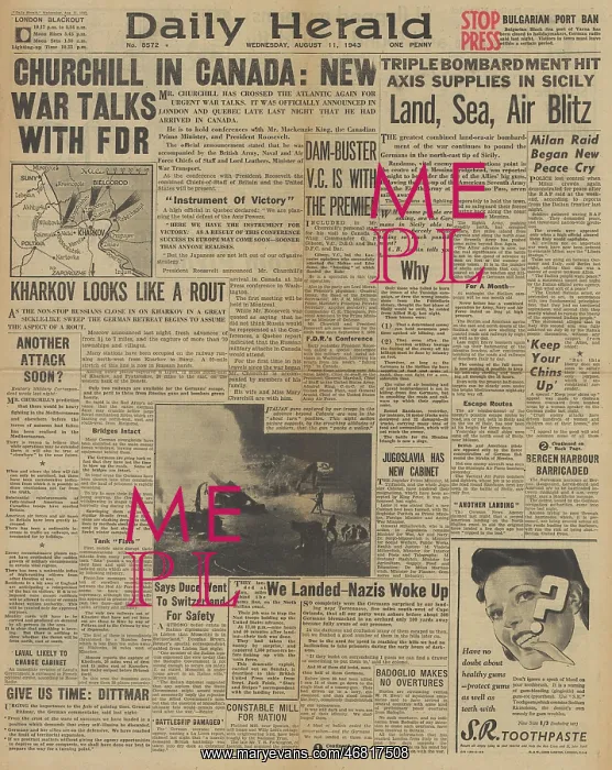 : Daily Herald front page Battle for Sicily : Daily Herald front page Battle for Sicily