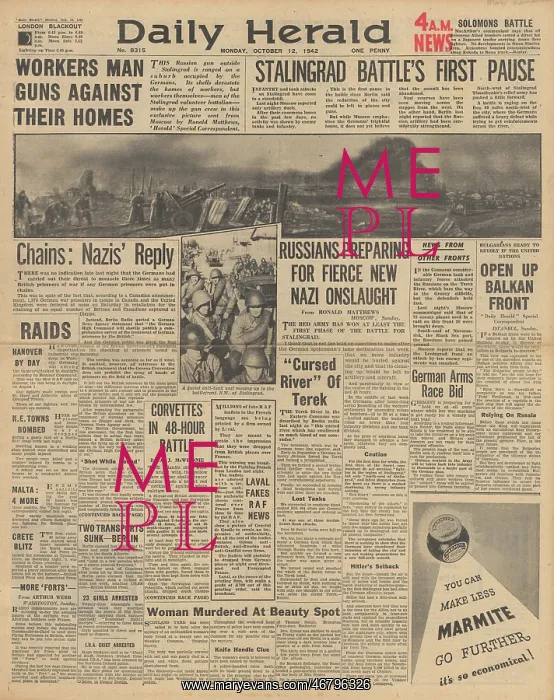 : Daily Herald front page Battle of Stalingrad : Daily Herald front page Battle of Stalingrad