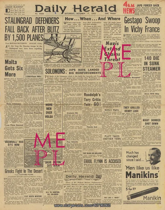 : Daily Herald front page Battle of Stalingrad : Daily Herald front page Battle of Stalingrad
