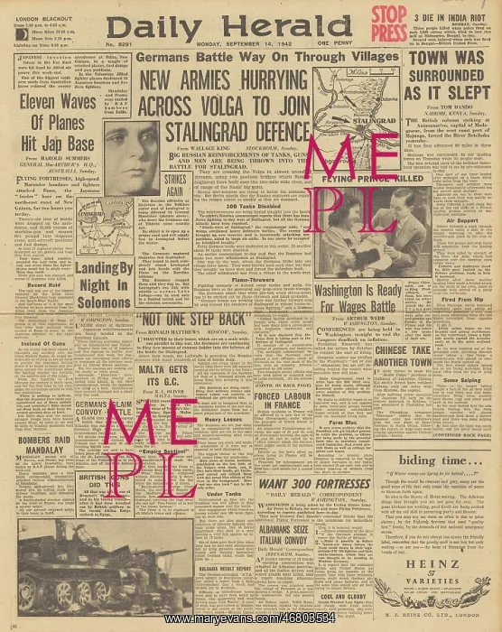: Daily Herald front page Battle of Stalingrad : Daily Herald front page Battle of Stalingrad