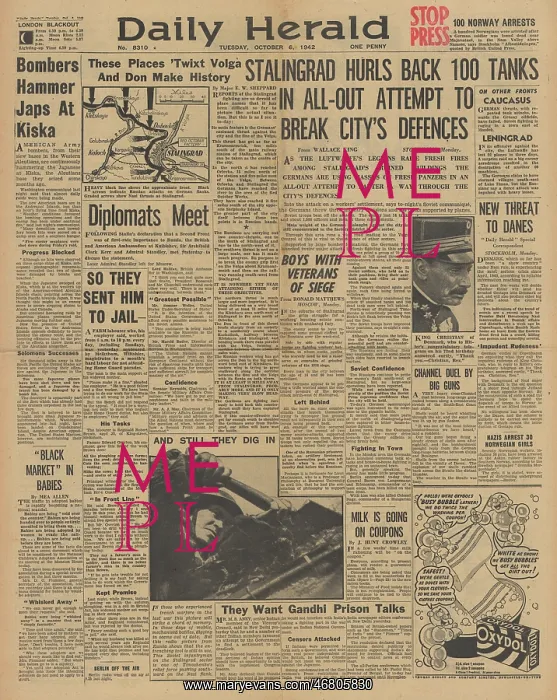 : Daily Herald front page Battle of Stalingrad : Daily Herald front page Battle of Stalingrad