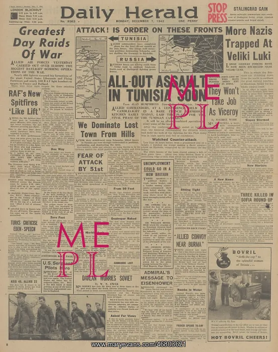  : Daily Herald front page Battle for Tunisia