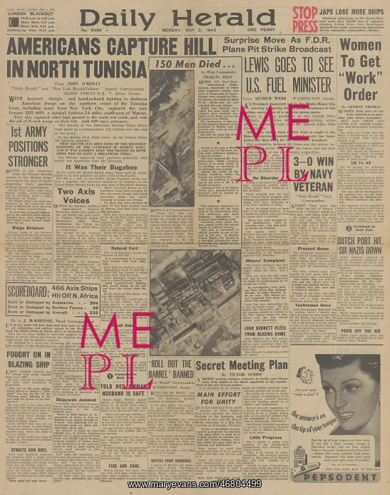 : Daily Herald front page Battle of Tunisia : Daily Herald front page Battle of Tunisia
