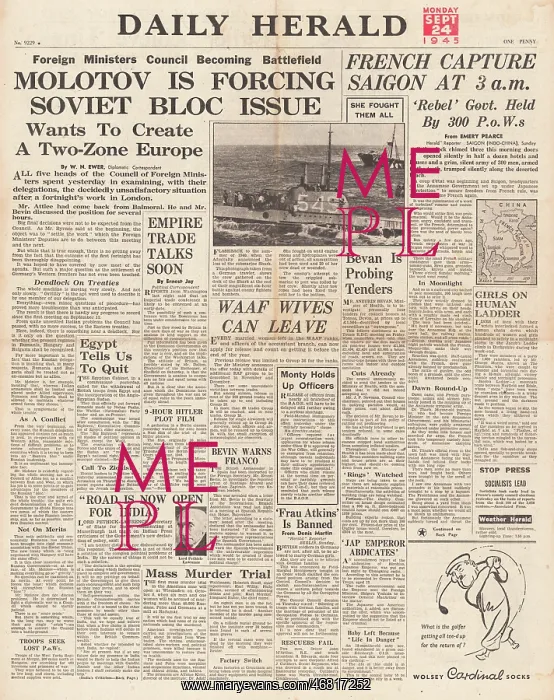 : Daily Herald front page A divided Europe : Daily Herald front page A divided Europe