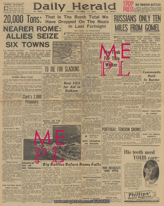 : Daily Herald front page Red Army advance on Eastern Front : Daily Herald front page Red Army advance on Eastern Front