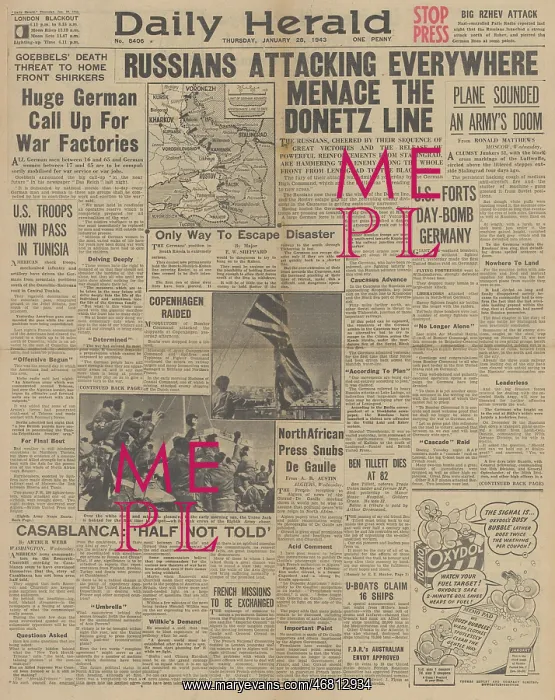 : Daily Herald front page Red Army advance on Eastern Front : Daily Herald front page Red Army advance on Eastern Front