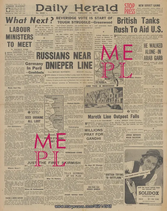 : Daily Herald front page Red Army advance on Eastern Front : Daily Herald front page Red Army advance on Eastern Front